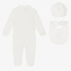 Beau KiD Boys Ivory Cotton Crest Babysuit Set Outlet