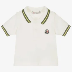 Moncler Enfant Boys Ivory Cotton Piqué Polo Shirt Online