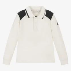 Moncler Enfant Boys Ivory Cotton Polo Shirt Outlet