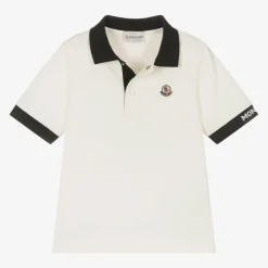 Moncler Enfant Boys Ivory Cotton Polo Shirt Sale