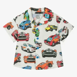 Rock Your Baby Boys Ivory Cotton Race Car Shirt Sale