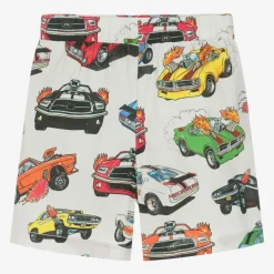 Rock Your Baby Boys Ivory Cotton Race Car Shorts Clearance