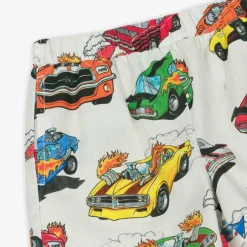 Rock Your Baby Boys Ivory Cotton Race Car Shorts Clearance