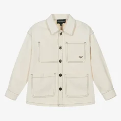 Emporio Armani Boys Ivory Cotton Twill Jacket Clearance