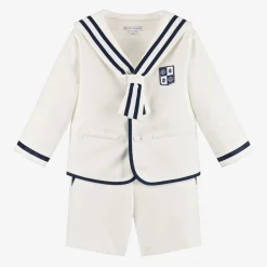 Beatrice amp; George Boys Ivory Herringbone Sailor Shorts Suit Sale