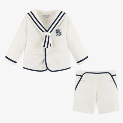 Beatrice amp; George Boys Ivory Herringbone Sailor Shorts Suit Sale
