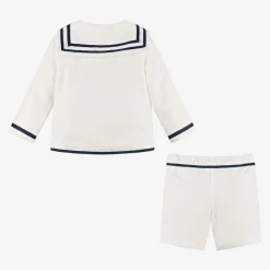 Beatrice amp; George Boys Ivory Herringbone Sailor Shorts Suit Sale