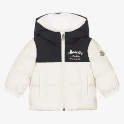 Moncler Enfant Boys Ivory Hooded Joe Down Coat Clearance