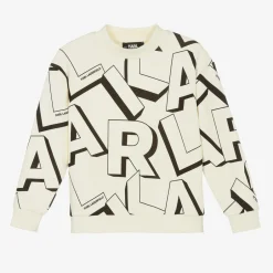 KARL LAGERFELD KIDS Boys Ivory Organic Cotton Sweatshirt New