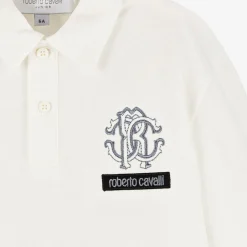 Roberto Cavalli Boys Ivory RC Monogram Cotton Polo Shirt Online