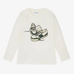 Mayoral Boys Ivory Trainer Print Cotton Top Sale