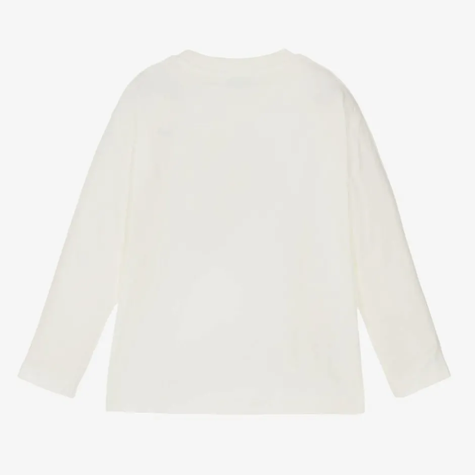 Mayoral Boys Ivory Trainer Print Cotton Top Sale