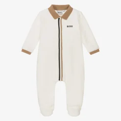 BOSS Boys Ivory Velour Babygrow Outlet