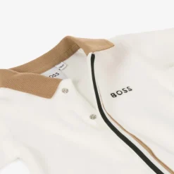 BOSS Boys Ivory Velour Babygrow Outlet