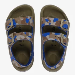 Birkenstock Boys Khaki Green & Blue Camouflage Sandals