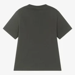 Emporio Armani Boys Khaki Green Cotton Eagle T-Shirt
