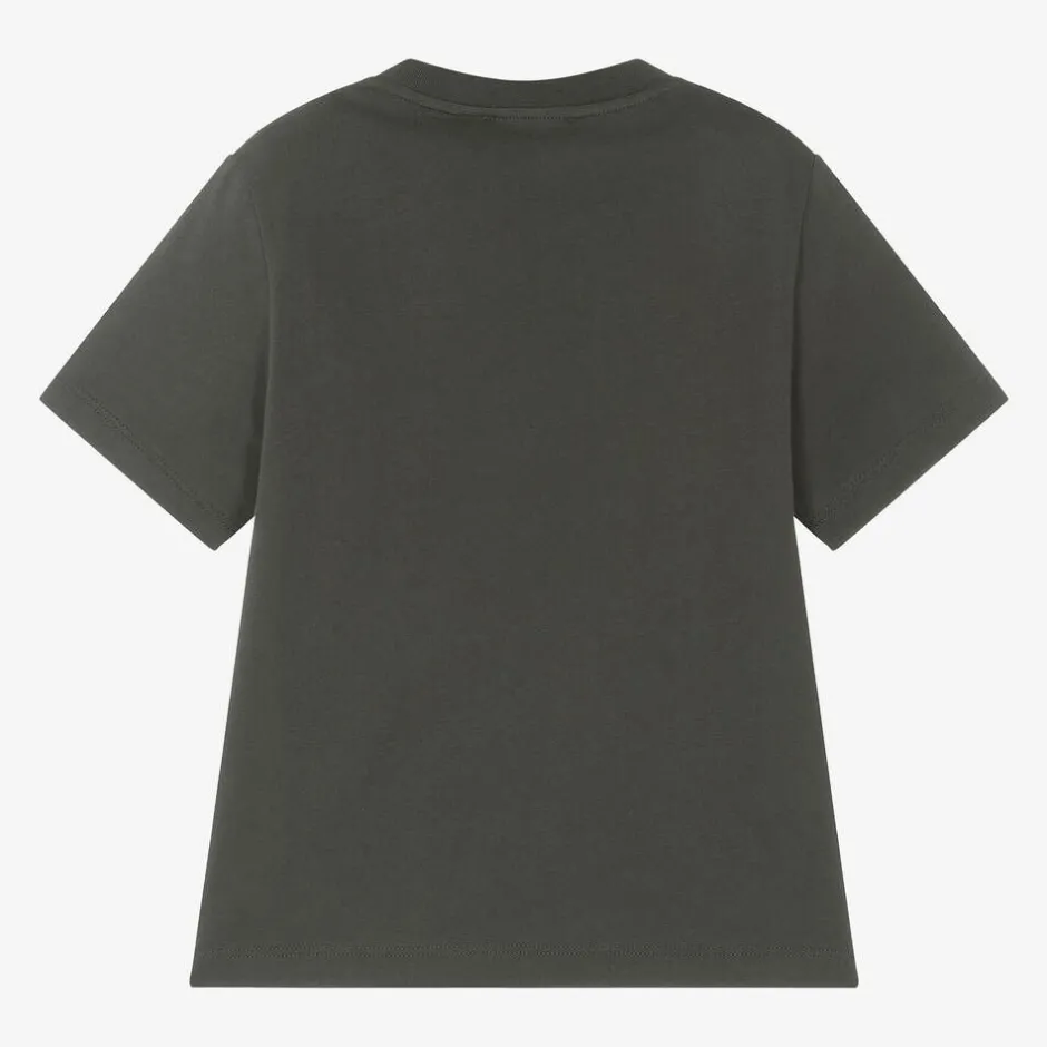 Emporio Armani Boys Khaki Green Cotton Eagle T-Shirt