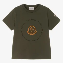 Moncler Enfant Boys Khaki Green Cotton T-Shirt Clearance
