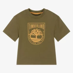 Timberland Boys Khaki Green Organic Cotton T-Shirt Outlet