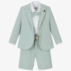 Beau KiD Boys Mint Blue Cotton Stripe Shorts Suit Clearance