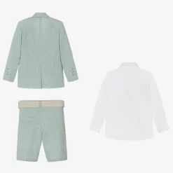 Beau KiD Boys Mint Blue Cotton Stripe Shorts Suit Clearance