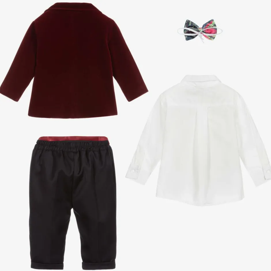 Andreeatex Boys Navy Blue & Red Velvet Suit Online