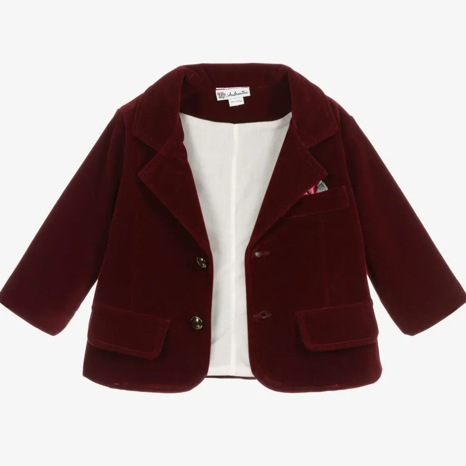 Andreeatex Boys Navy Blue & Red Velvet Suit Online