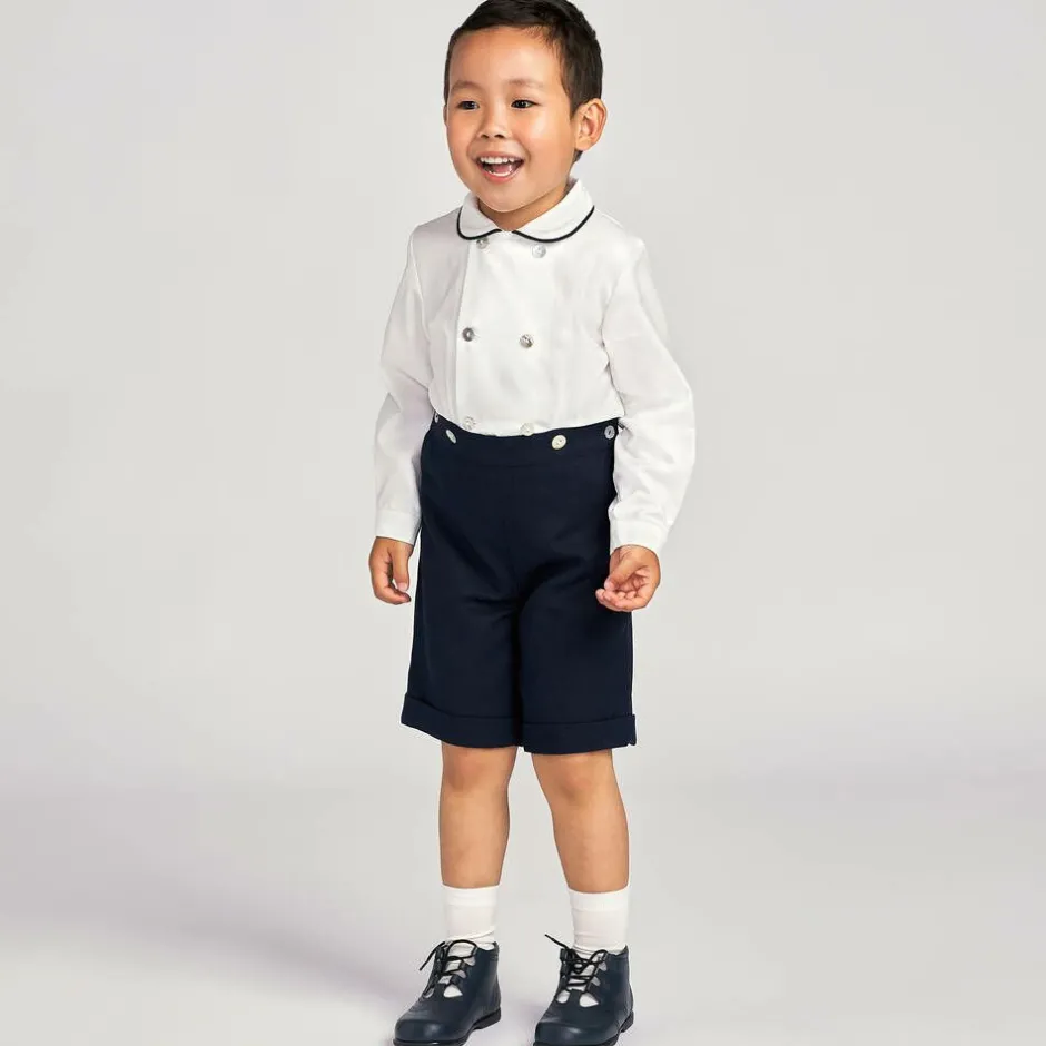 Ancar Boys Navy Blue & White Cotton Buster Suit Best