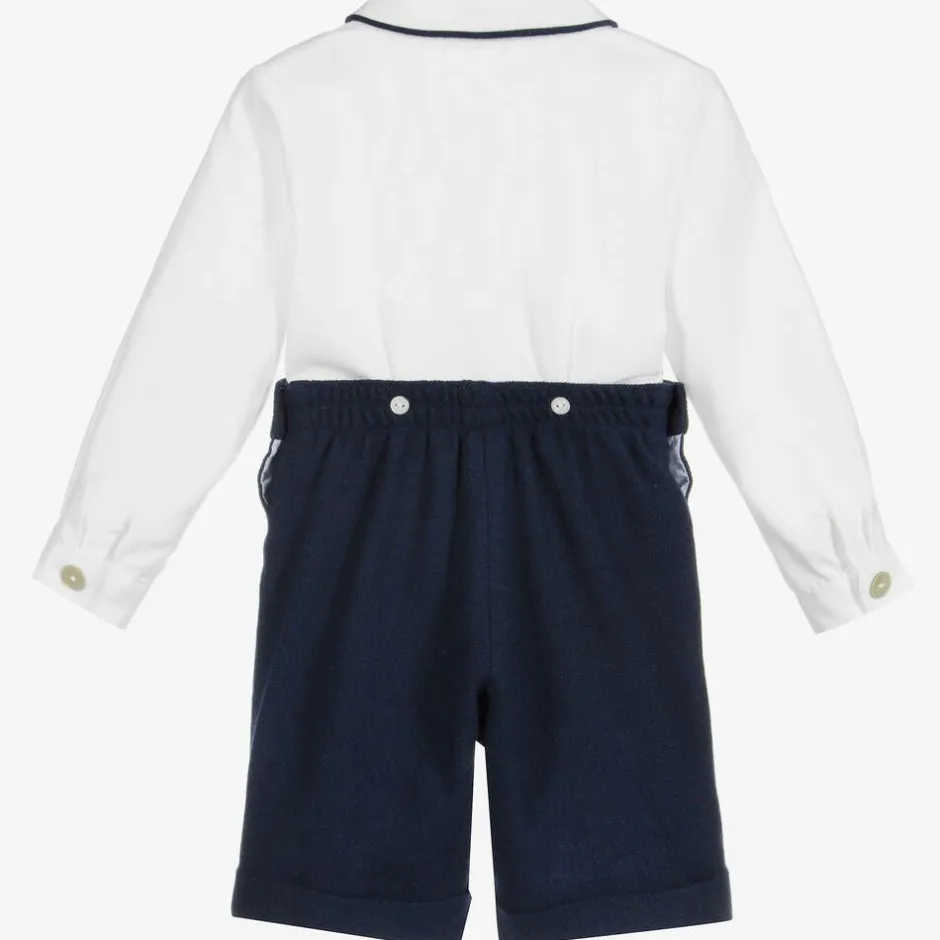 Ancar Boys Navy Blue & White Cotton Buster Suit Best