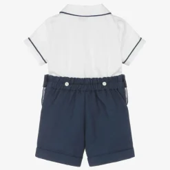 Ancar Boys Navy Blue & White Cotton Buster Suit Clearance