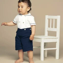 Ancar Boys Navy Blue & White Cotton Buster Suit Clearance