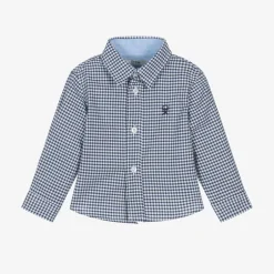 Dr. Kid Boys Navy Blue Check Cotton Shirt Sale