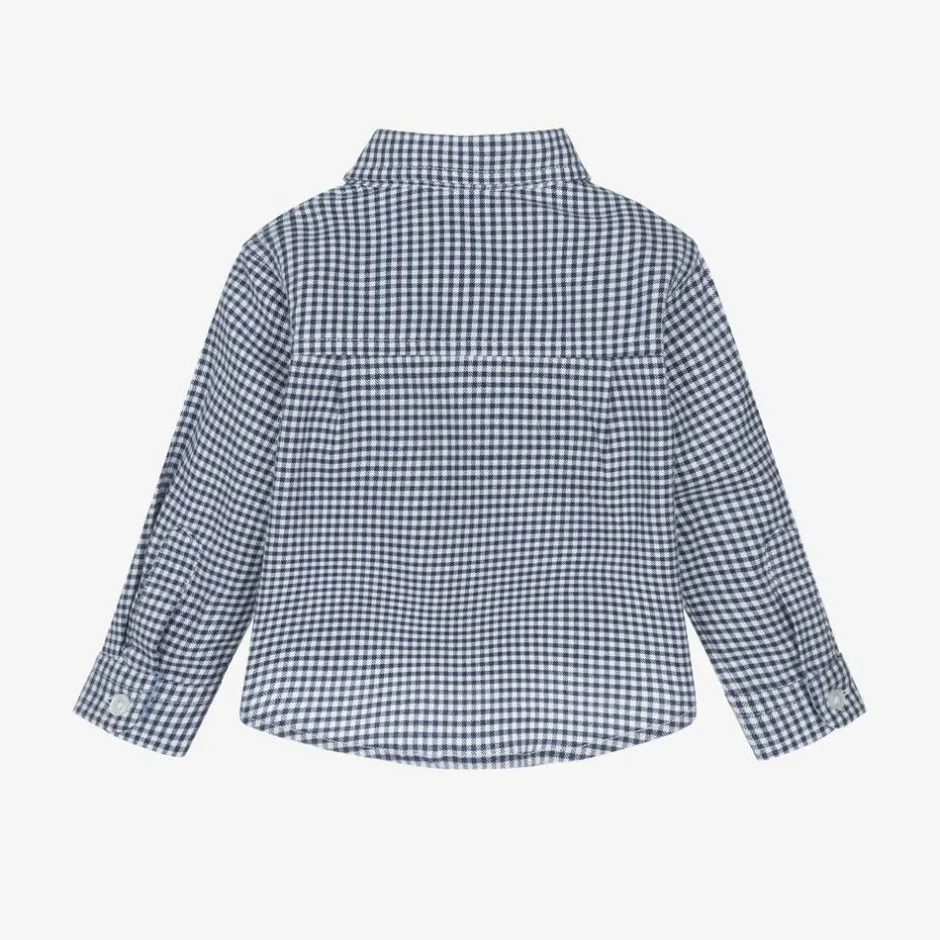 Dr. Kid Boys Navy Blue Check Cotton Shirt Sale