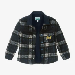 KENZO KIDS Boys Navy Blue Check Shacket Online