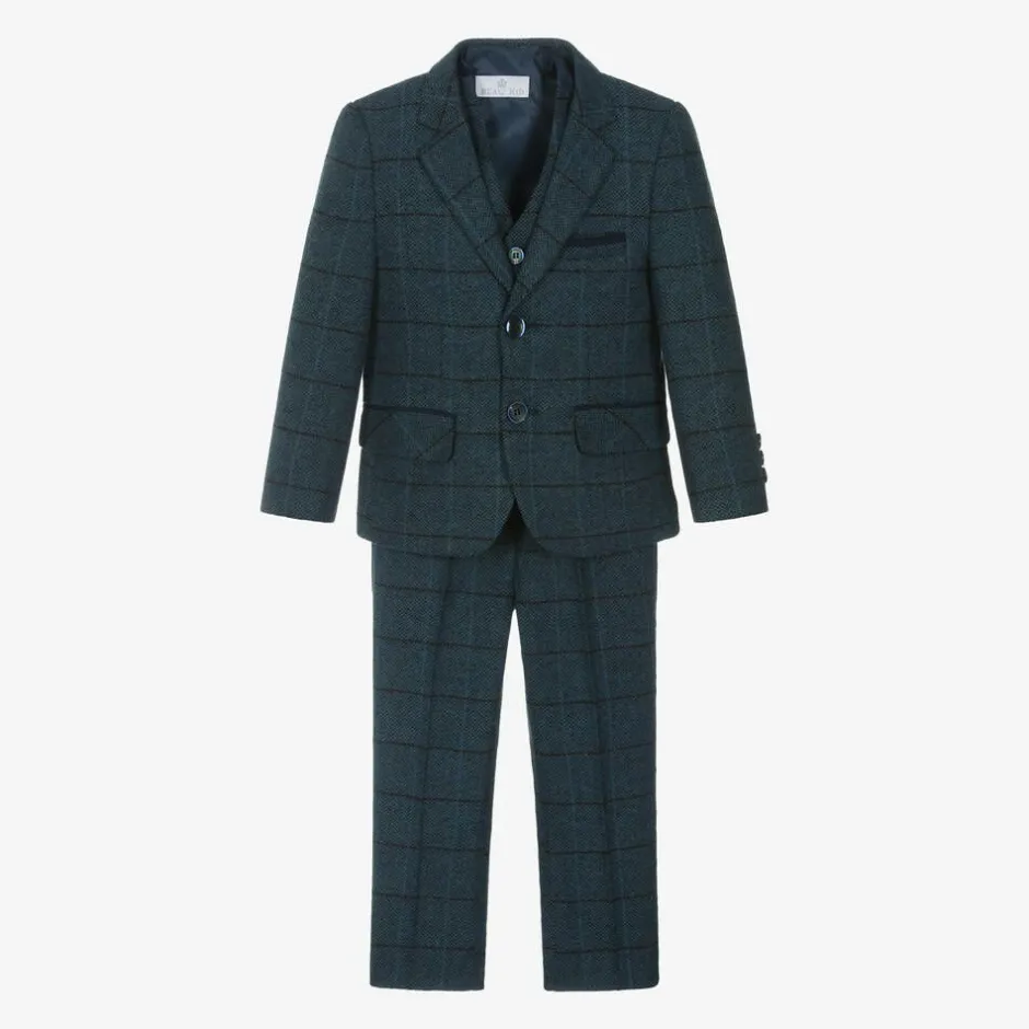 Beau KiD Boys Navy Blue Check Suit