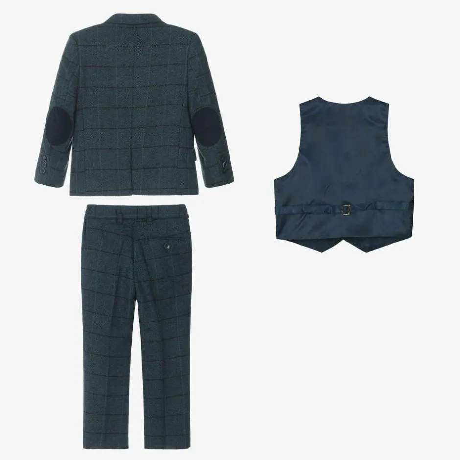 Beau KiD Boys Navy Blue Check Suit