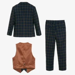 Romano Boys Navy Blue Check Suit Sale
