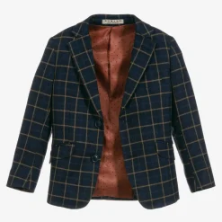 Romano Boys Navy Blue Check Suit Sale