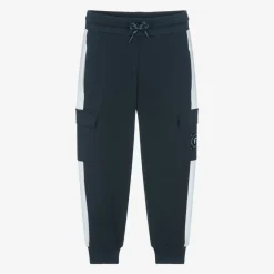 AIGNER Boys Navy Blue Cotton Cargo Joggers Discount