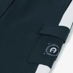 AIGNER Boys Navy Blue Cotton Cargo Joggers Discount