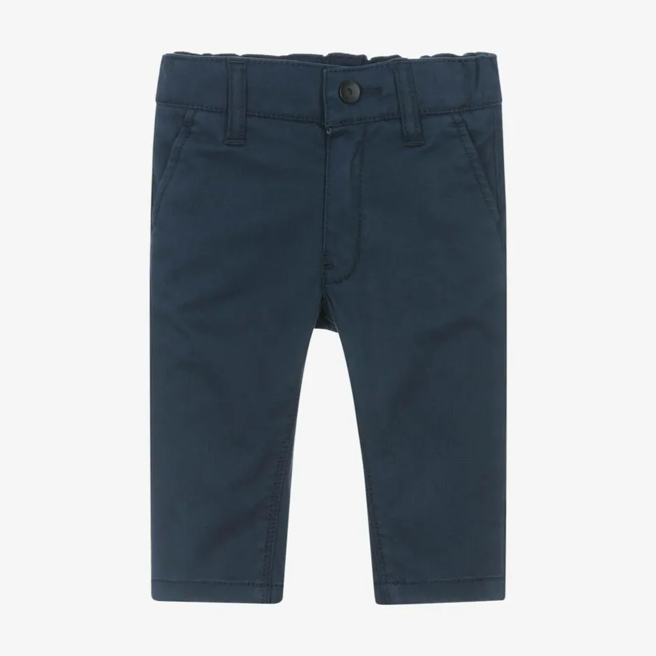 BOSS Boys Navy Blue Cotton Chino Trousers Sale