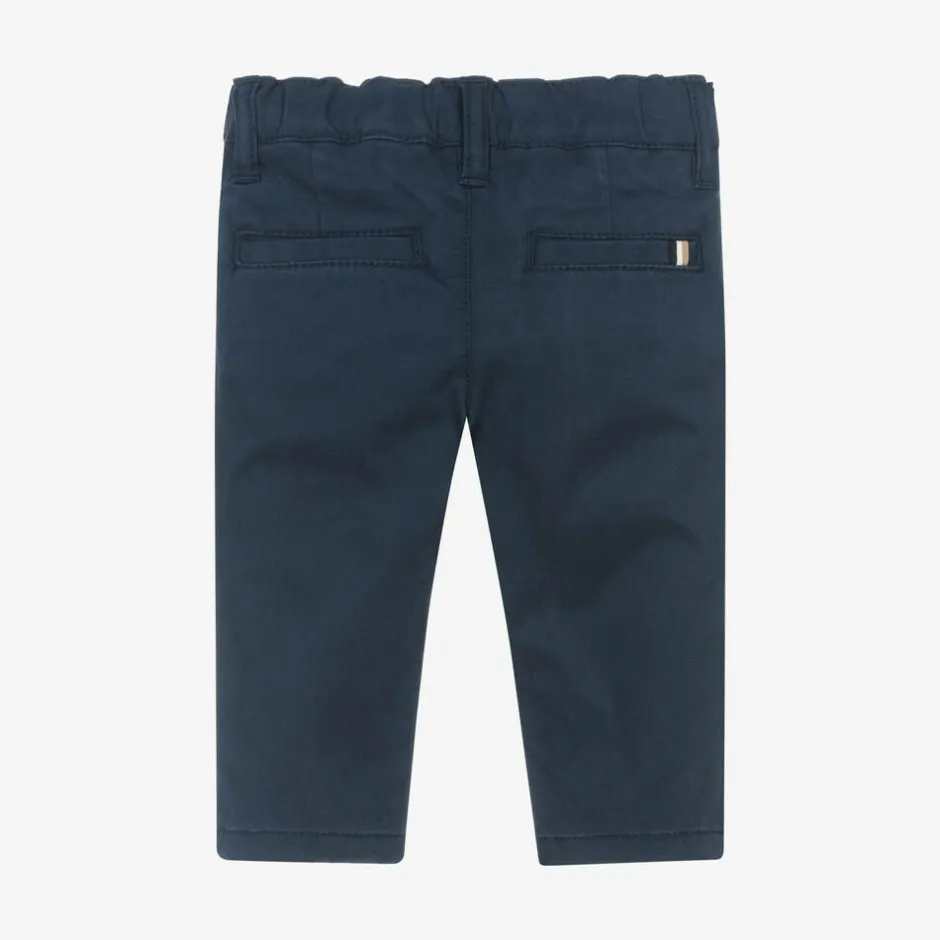 BOSS Boys Navy Blue Cotton Chino Trousers Sale