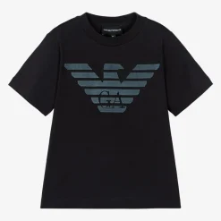 Emporio Armani Boys Navy Blue Cotton Eagle T-Shirt Clearance