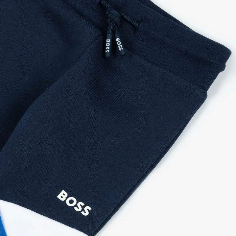 BOSS Boys Navy Blue Cotton Joggers Outlet