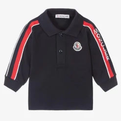 Moncler Enfant Boys Navy Blue Cotton Piqué Polo Top