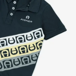 AIGNER Boys Navy Blue Cotton Polo Shirt New