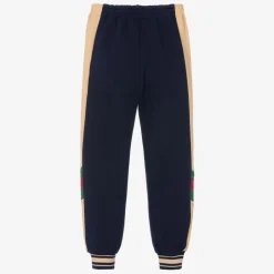 Gucci Boys Navy Blue Cotton Web Joggers Discount