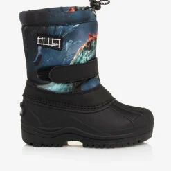 Molo Boys Navy Blue Dinosaur Snow Boots Hot