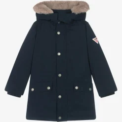 Guess Boys Navy Blue Down-Filled Parka Coat Outlet