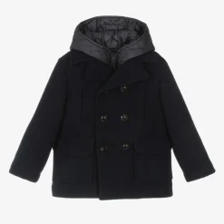 Il Gufo Boys Navy Blue Felted 2-in-1 Coat